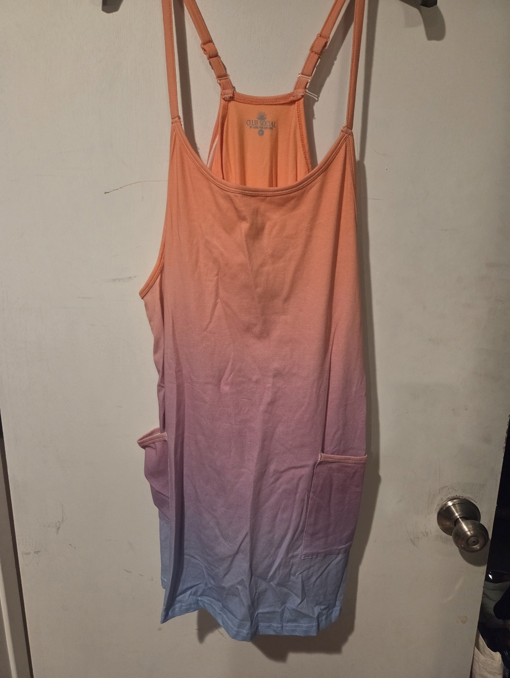 Club Social Casual Ombre Tank Dress - Peach to Lavender Gradient Size Med NWT